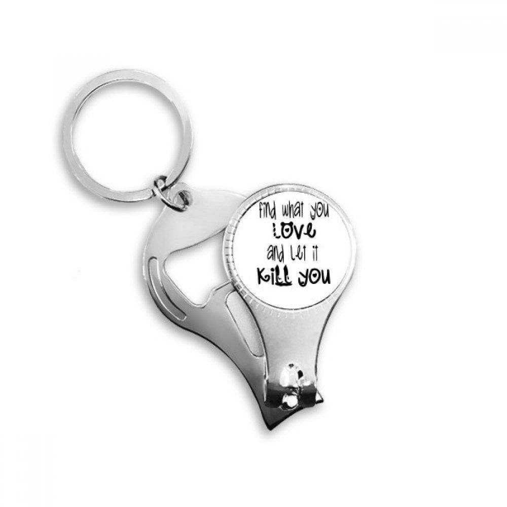 English Word Design Love and Kill Nail Nipper Ring Key Chain Bottle Opener Clipper