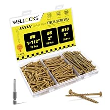 WELLOCKS Tan Rust Resistant Deck Screws 150PCS 3 Sizes #81-1/2",#82",#103" 1000H Salt Spray Test | T25 Torx Anti-Strip | No Pre-Drill for Pressure-Treated Lumber/Composite Decking/Outdoor Fence