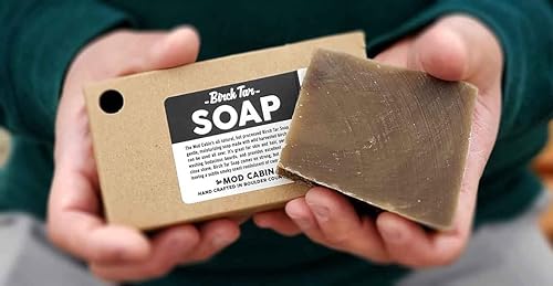 Miniatura 2 de The Mod Cabin Jabón de alquitrán de abedul - Paquete de 3 - Todo natural, cortado a mano, fabricado en Estados Unidos