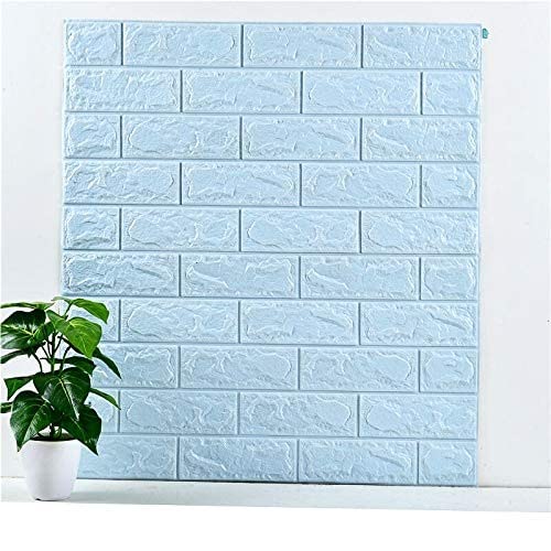 Image of Arto 3D PE Foam Self Adhesive Brick Design Wall Stickers /DIY Wallpaper for Home Hotel Living Room Bedroom Cafe Decor DIY Wall Paper (Thickness 8MM, 70 x 77 cm, Blue) Decorative Wallpaper
