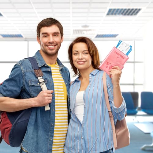 Image of Eoehro Passport Holder for Travel Essentials, Passport Wallet Cover Case for Travel Must Haves Accessories,Passport Book Holders for Women and Men(Bright Pink)