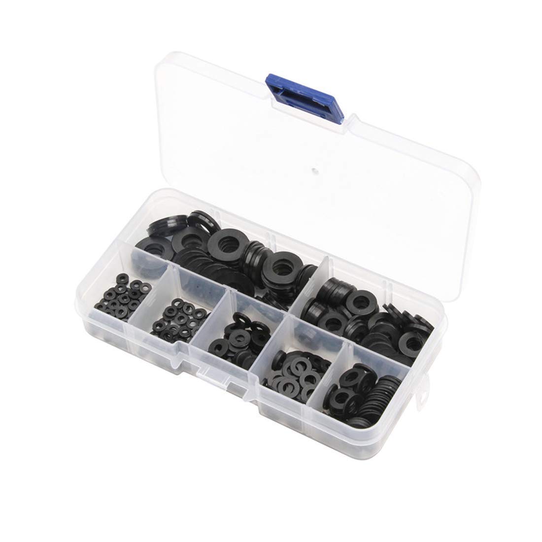 DIY Crafts 350/250PCS Nylon Plastic Insulation Washers M2 M2.5 M3 M4 M5 M6 M8 Black Nylon Spacers Seals Plastic Washers Set Gasket Ring Kit (364PCS, Black Colour)-image-10