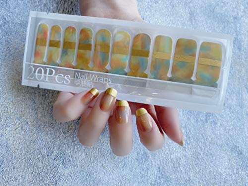 Color Lab 22PCS ADHESION Nail Art Transfer Decals Sticker French Series DIY Nail Polish Strips,Nail Wraps, 100% Real Nail polish,CHS063 Ice fruit-green