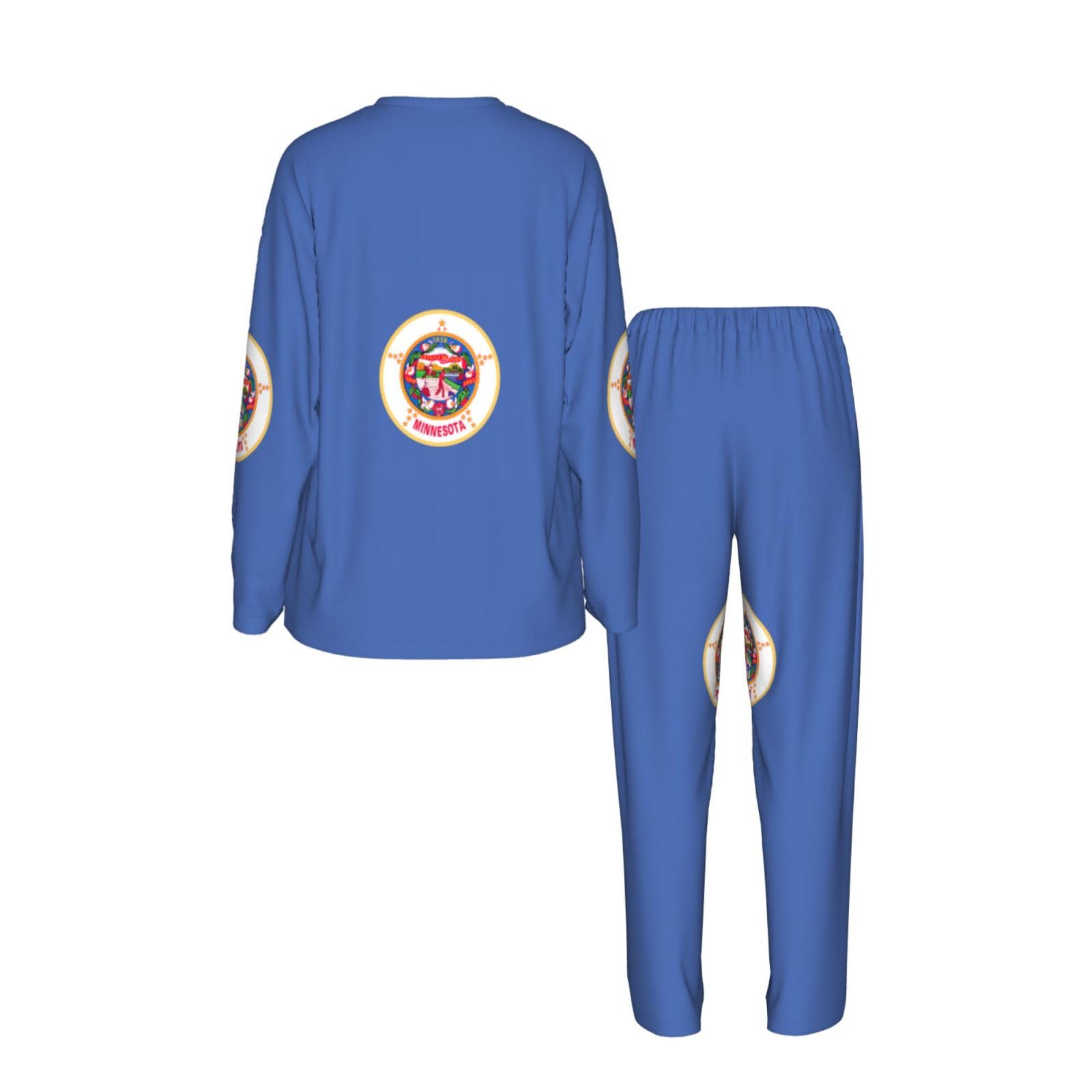 Pigiama da donna a maniche lunghe con stampa della bandiera del Minnesota Stato Vacanze Yoga Gite Casual Confortevole Pigiameria Regalo