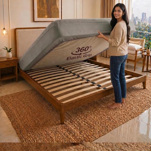 Image of Cotton Feel Terry 78x60 inch Ultra Soft Waterproof Mattress Protector Queen Size | Breathable Hypoallergenic Mattresses Cover for Queen Size Bed (Grey)