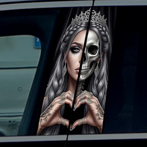 Image of Halloween Cars Body Horror Sticker, Classic Horror Movie Characters Peeking Decal Waterproof Scary Vinyl Stickers for Bumper Car Decals 11in*18.89in, PVC Material
