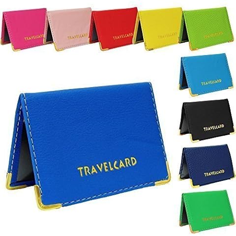 Blue Soft Leather Travel Card Bus Pass Credit Card ID Card Wallet Cover Case Holder by TICHI Cover