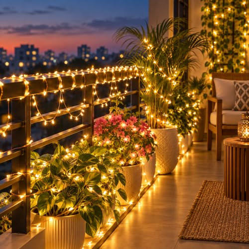 Image of One94Store LED Pixel String Light Pack of 1 - 36 Ft Copper Wire Fairy Lights, Bright Warm White Lights for Diwali Decoration, Home Decor, Pooja, Festival, Christmas, Wedding & Party