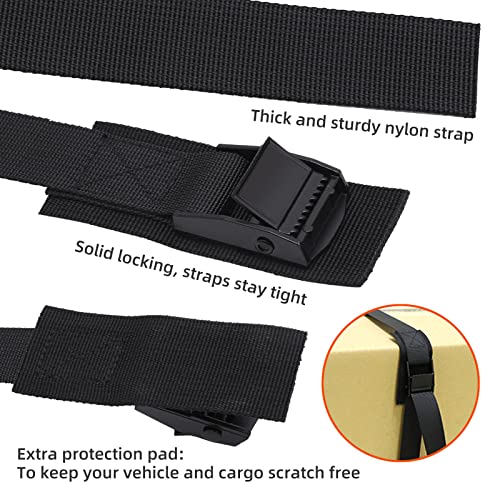Image of 6.6ft Lashing Straps with Adjustable Cam Buckles Tie Down Cinch Straps up to 550lbs for Packing,Cargo,Luggage,Motorcycles,Truck Black 6 Pack (6.6' x 1 inch)