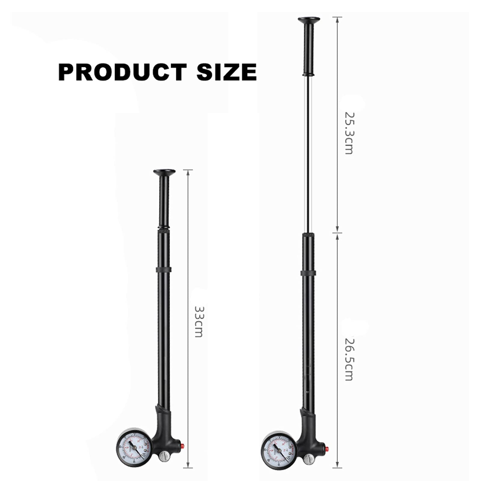 TIM-LI Mini pompka rowerowa, 300 Psi wysokociśnieniowa pompka do roweru z manometrem do rowerów wyścigowych, BMX, koszykówki, piłki nożnej, balonów