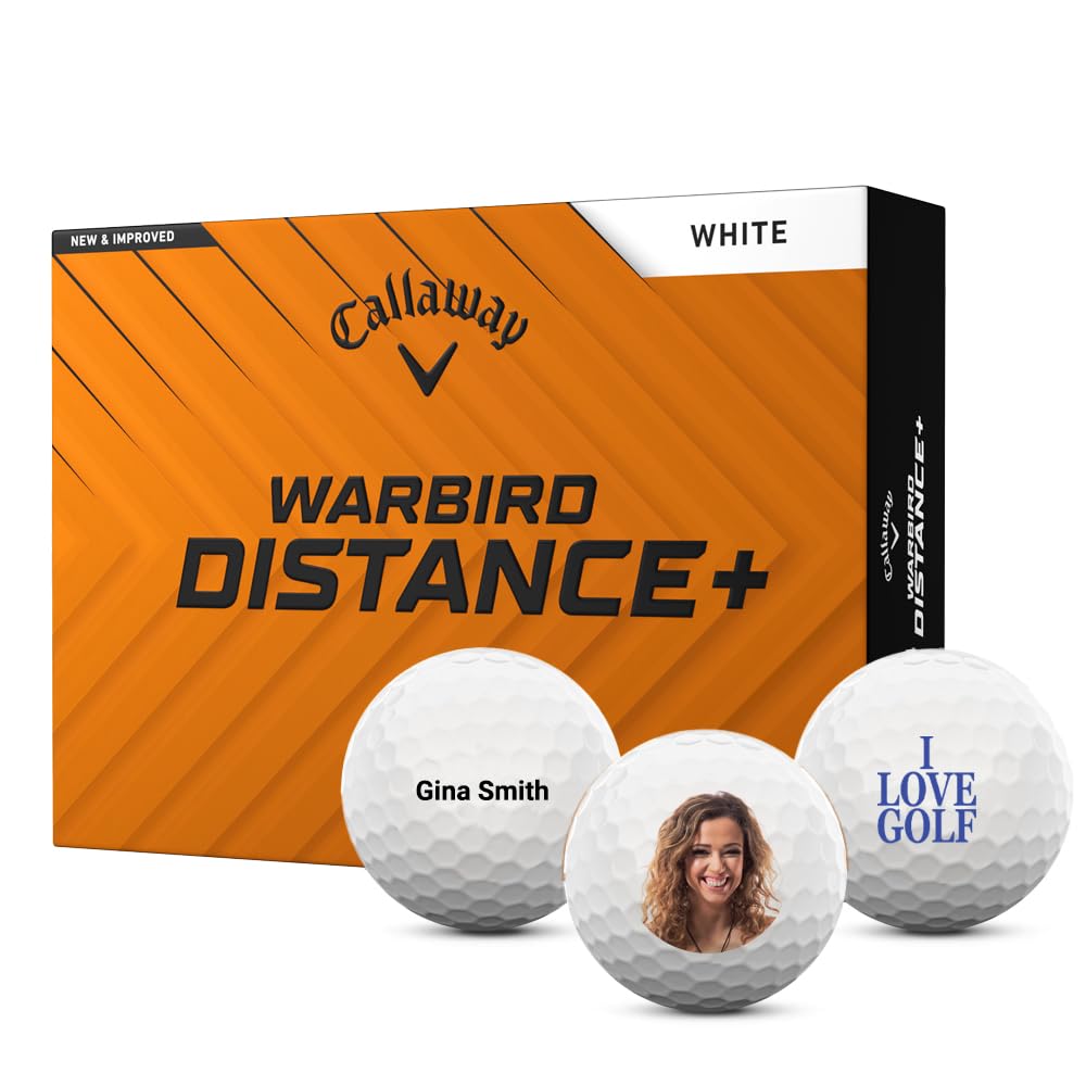 Callaway Warbird Distance + Personalized Golf Balls - Customized with Picture, Logo, Text - 12 Pack