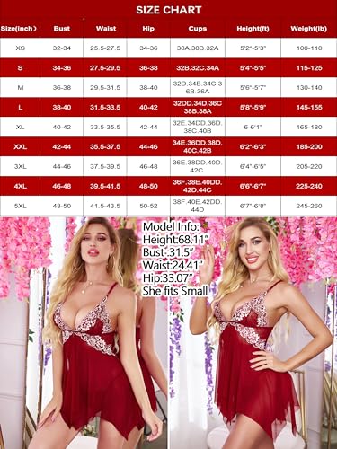 Image of Avidlove Women Lace Lingerie Front Closure Babydoll V Neck Nightwear Sexy Chemise Nightie