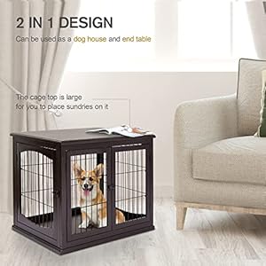 Pawhut dog crate furniture small dog cage end table with two opening sides lockable door puppy kennel indoor cute and decorative coffee   cucciolini doodles