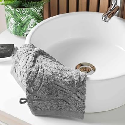 Douceur d'Intérieur Amazone 2 Waschlappen (15 x 21 cm), Grau, 100 Prozent Baumwolle – Bild 3