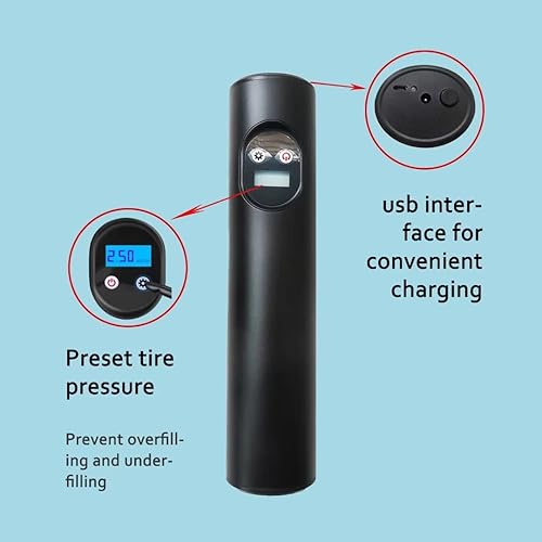 Miniatura 2 de Mini inflador de neumáticos recargable con 6 luces LED brillantes y de larga duración, compresor de aire inalámbrico portátil para automóviles,