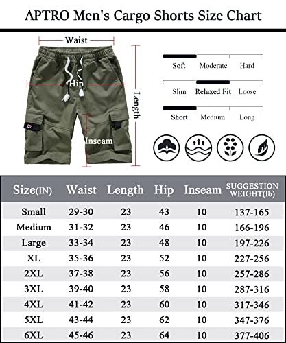 image for APTRO Men's Elastic Waistband Cotton Cargo Shorts Relaxed Fit Summer C