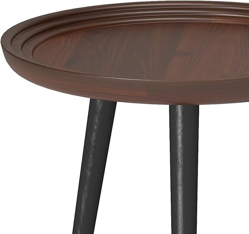 Miniatura 8 de SIMPLIHOME Clairmont - Mesa auxiliar redonda de metal de 18 pulgadas de ancho en madera maciza de acacia coñac