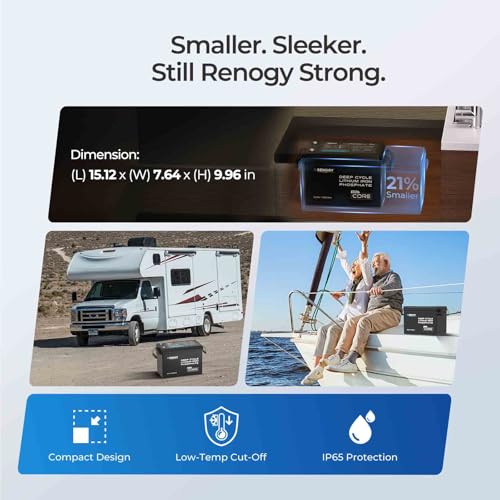 Image of Renogy 12V Lithium Battery 200Ah LiFePO4 Battery, Deep Cycles Rechargeable Batteries 200A BMS, IP65 Waterproof for Solar System, RV, Marine, Solar, Trolling Motor, Home Backup Power 3 Pack