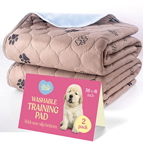 Image of Super Absorbent Washable Pee Pads for Dogs - 2-Pack Superior Reusable Puppy Pads Pet Training Pads -100% Waterproof Dog Pee Pad Protects Against Urine Leakage Non-Slip Grip Prevents Slipping& Bunching