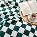 LOMAO Throw Blankets Flannel Blanket with Checkerboard Grid Pattern Soft Throw Blanket for Couch, Bed, Sofa Luxurious Warm and Cozy for All Seasons (Green, 60
