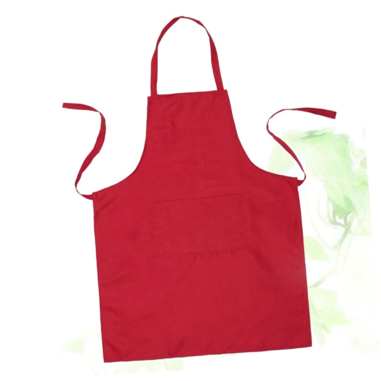 HOLIDYOYO 2 Pack Red Waterproof Apron Pockets Pure Neck Strap Chef Bib for Kitchen and Restaurant Use