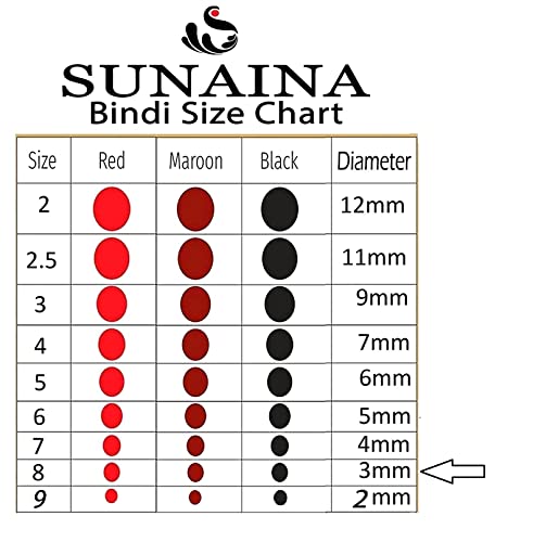 Image of Sunaina New Gold Sticker Kumkum Forehead Dark Red Round Pottu Bindis Velvet Bindi Box With 15 Cards /Flaps For Women & Girls (GDR-8 (3MM))