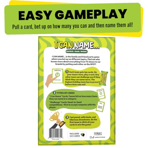I Can Name... | Fast-Paced Family Party Game of Bidding & Brainpower | Hilarious Card Game Night, Party Game for Teens and Adults, for Groups and Gatherings | 325 Fun Challenge Cards | Ages 8+ - Image 4