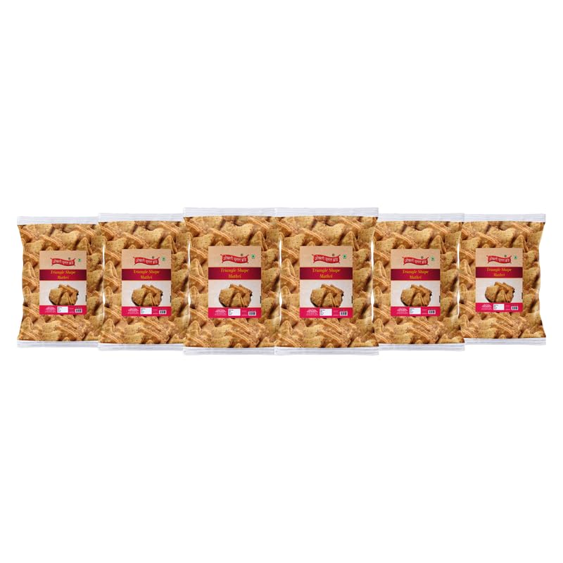 Image of OKHLI MUSAL BRAND Chaat Papdi Bhel Puri | Chat Puri||Chat Papdi||Dahi Bhalla|Dahi Chaat Triangle Trikoni Mathri|Evening Tea Time Snacks Namkeen Crispy Ready to Eat Lachaa Papdi Mathi-900g*6Pack