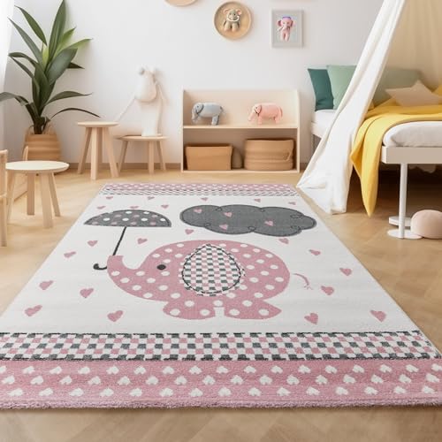 Simpex Elefant Rosa Kinderteppich 120x170 cm