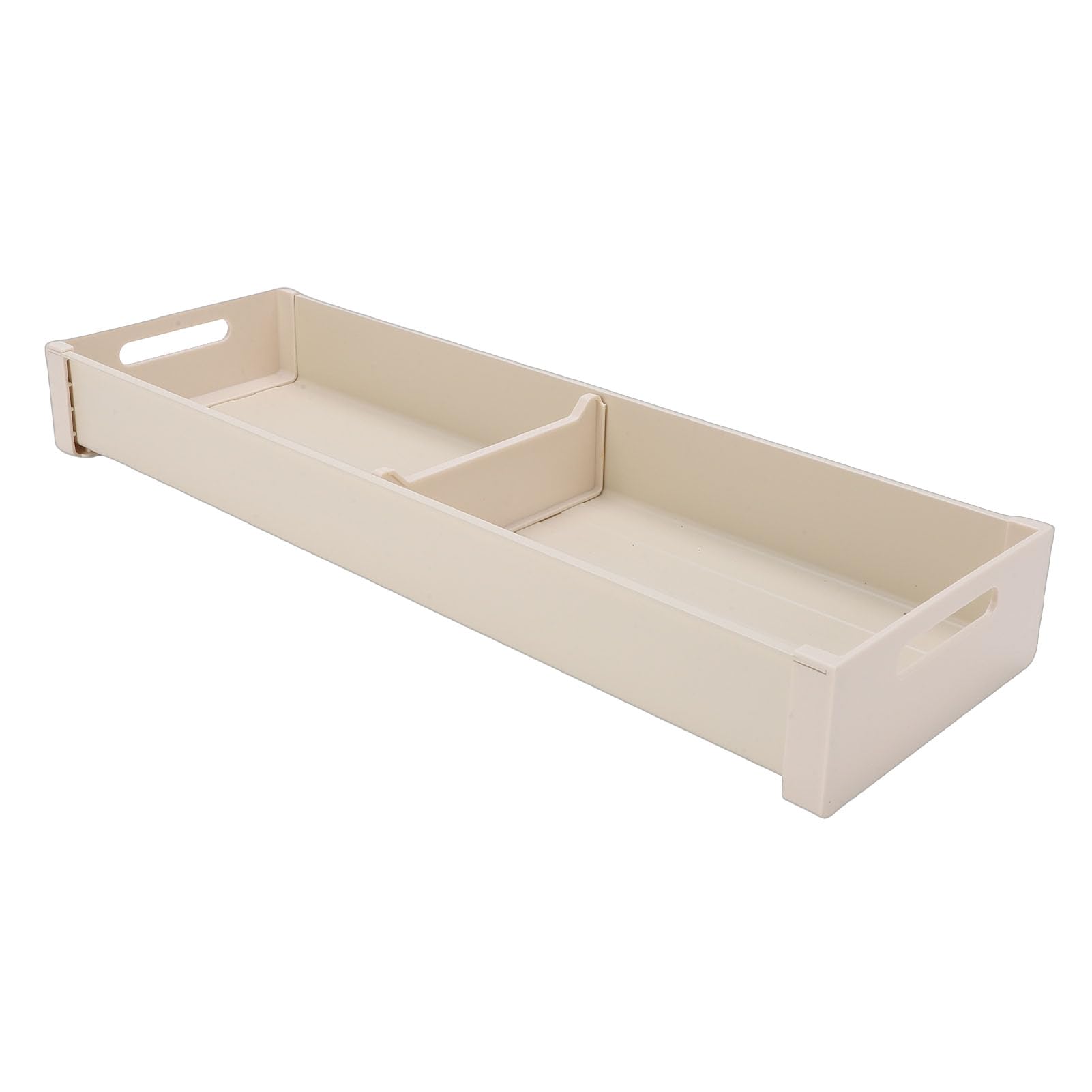 Jenngaoo Range de Cuisine avec Diviseur Réglable en Aluminium, Anti Dérapant Tiroir à Couverts pour Bols, Fourchettes, Ustensiles de Cuisine (15x46cm Milk White Cutlery Tray)