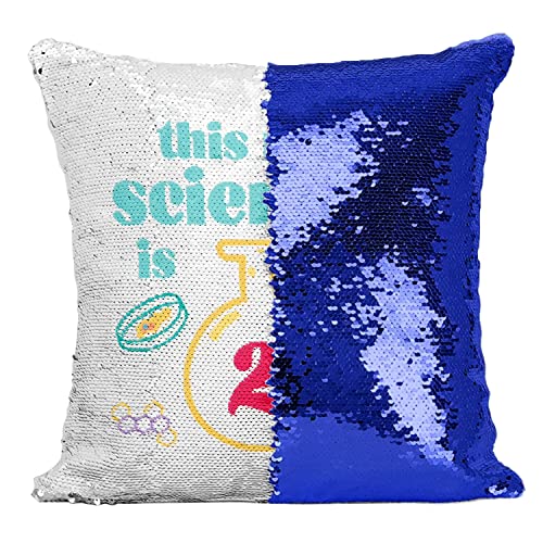 Coussin Sequin Paillettes Bleu Housse Design Science Anniversaire