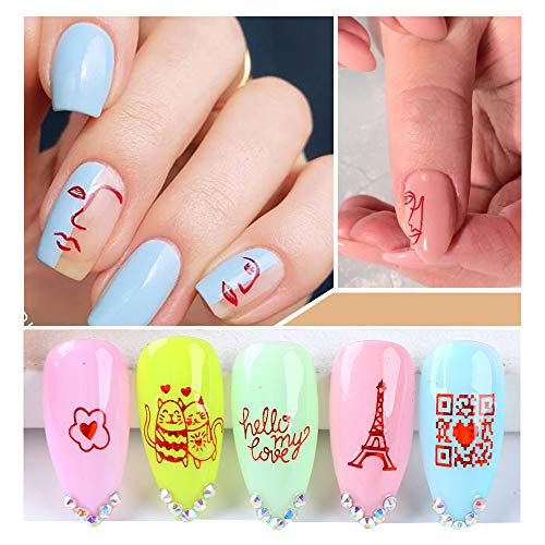 Valentines Nail Art Sticker Decals Ebanku Heart Roses Design Nail Art Stickers Self-Adhesive Nail Stickers Decoration For Women Girls Dating Nail Art (8 Sheets) #TOP3
