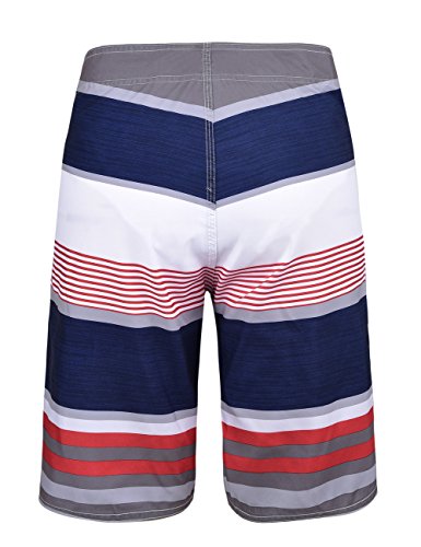Nonwe Men's Quick Dry Swim Trunks Colorful Stripe Beach Shorts with Mesh Lining3