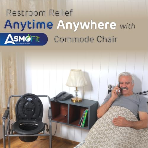 Image of Foldable Commode Chair Height Adjustable Use in Room or Over Toilet, Potty Chair with Armrests, Bedside Commode - Ideal for Adult, Pregnant Women, Elderly - Weight Capacity 100KG (Commode Chair (Standard))