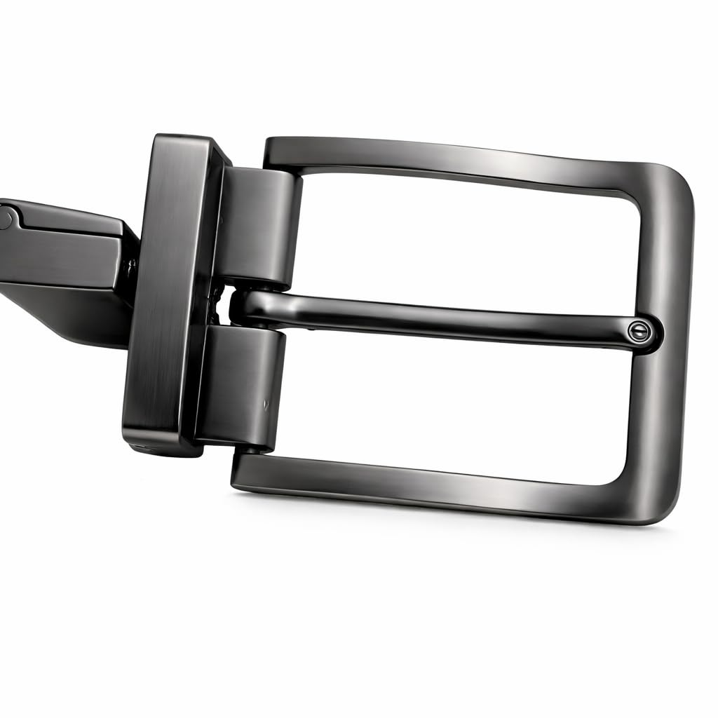 Men's Rotate Reversible Belt Buckle, 35mm, Metal Clamp Style, Silver, Formal Casual-image-25