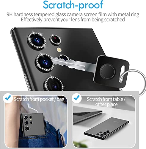 Image of For Samsung S23 Ultra Camera Lens Protector Tempered Glass /Scratch-Resistant Ultra-Thin Tempered Glass with Aluminum Edge For Samsung Galaxy S23 Ultra 5G- (5 Pack, Black Diamond)