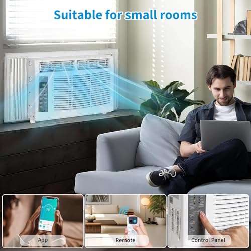 Image of Window Air Conditioner 6,000 BTU, Smart Window AC Unit with App & Remote Control, 3-in-1 Cool Fan Dry, Quiet Sleep Mode, Cools up to 250 Sq.Ft. for Bedroom or Apartment
