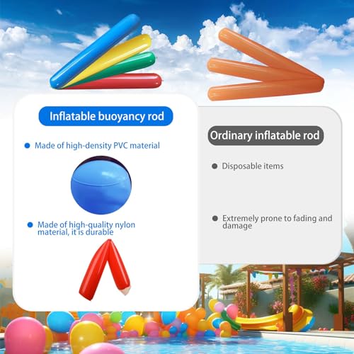 Schwimmnudel für Kinder, shallyong 4 Stück Poolnudel Aufblasbar, Schwimmnudel Aufblasbar, Swimming Pool Noodle, Schwimmen im Sommer, Strand, Pool Spielzeug