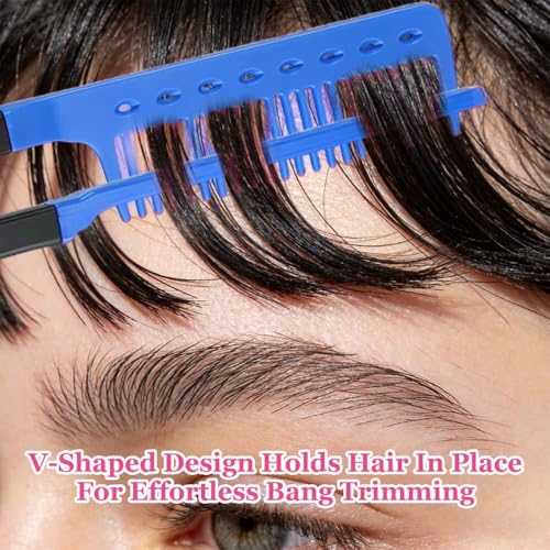 V Hair Straightening Comb, Anti-Frizz Anti-Static Styling Tool for Wet and Dry Hair, V-Shape Smoothing Detangling Comb with Sectioning Holes and Ergonomic Handle for Home and Salon Use (Blue) - Image 5