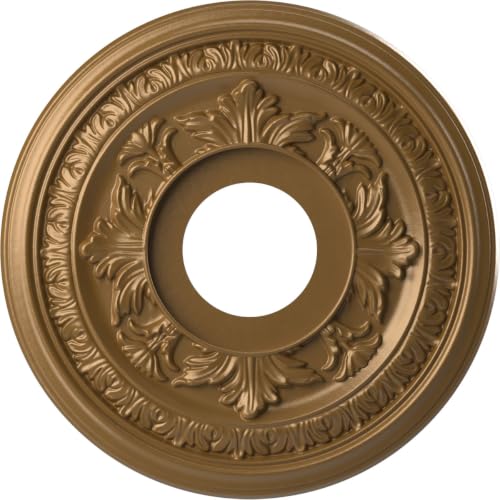 Image of Ekena Millwork CMP13BACGH Baltimore Thermoformed PVC Ceiling Medallion (Fits Canopies up to 5 1 /4 inch), 13 inchOD x 3 1 /2 inchID x 3 /4 inchP, Metallic Gold Rush