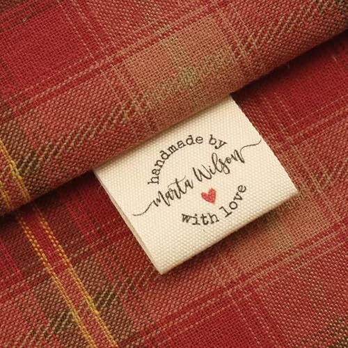 Etiquetas Hechas A Mano, Marca Personalizada, Logotipo Personalizado, Etiquetas For Coser, 100% Algodón, Artículos For Coser, Con Amor, 25 Mm X 50 Mm(25x70mm)