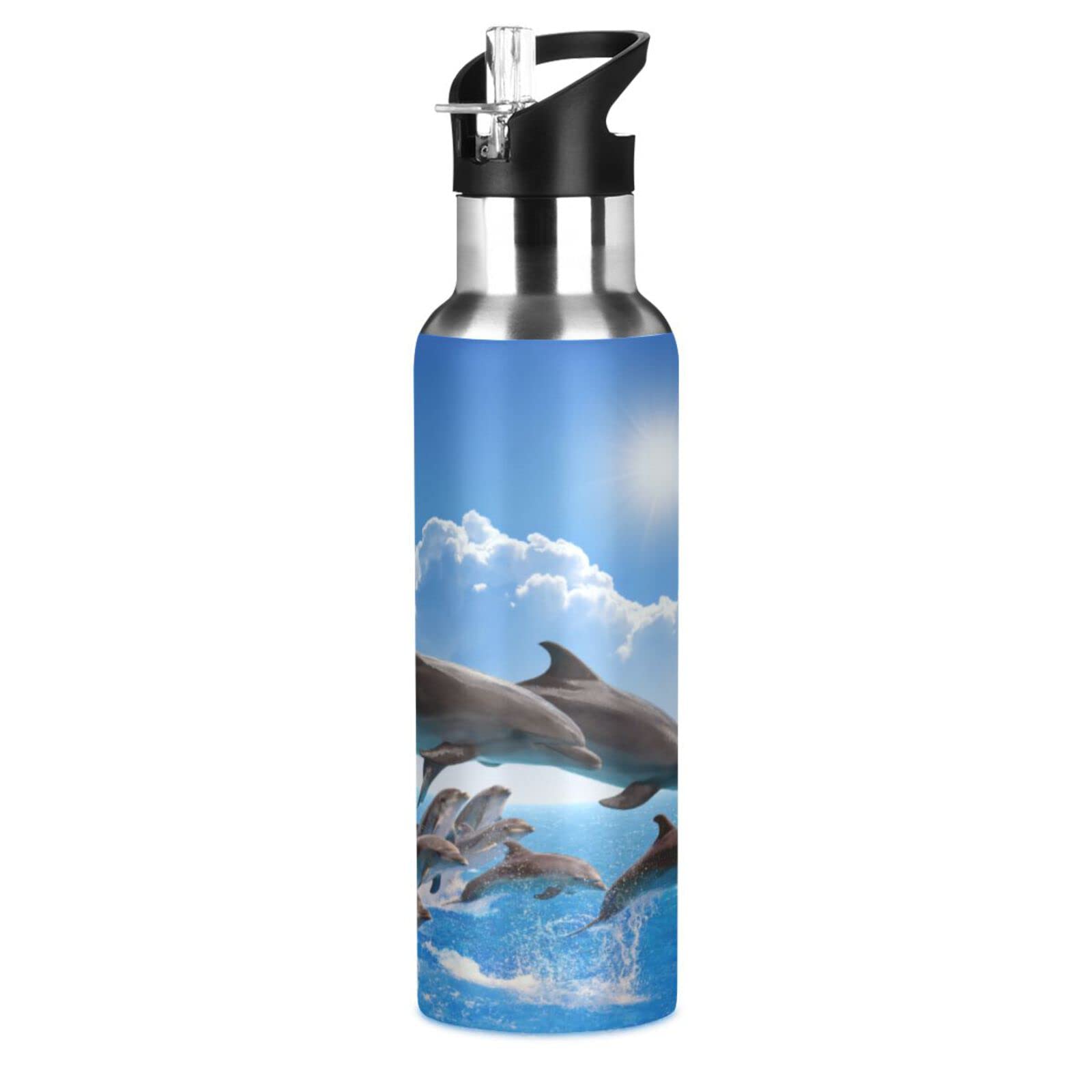 Vnurnrn Trinkflasche 600ml – Isoliert, Aus Edelstahl, Mit Pinguin-Design, Strohhalm, BPA-frei, Für Schule & Sport