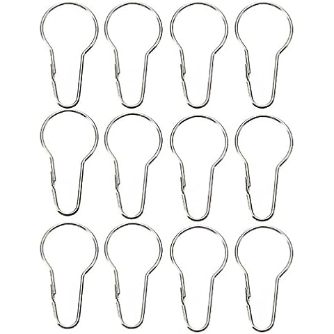 baogu 12Pcs Chrome Plated Easy Glide Shower Curtain Rings Hanging Hooks Hardware Cover