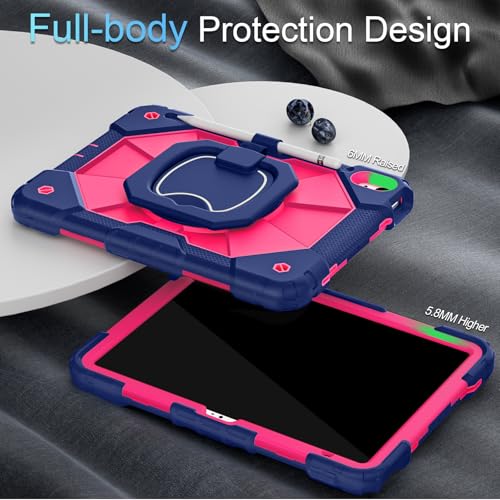 Image of Auizotl Case for iPad (A16) 11th Generation 11 Inch (2025) /iPad 10th Generation 10.9 Inch (2022),360 Rotating Stand i Pad Case 10th Generation with Screen Protector Pencil Holder,Navy Pink