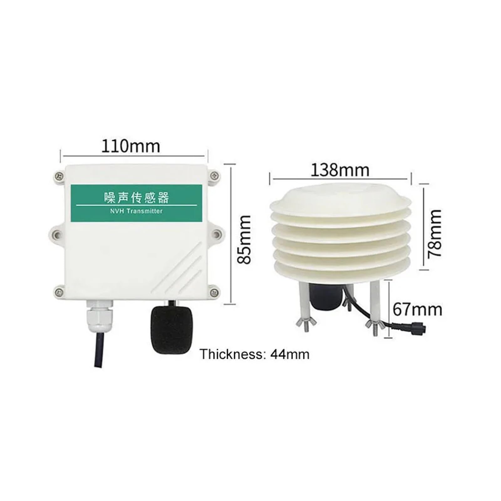 Medidor de nivel de sonido, Sensor de ruido transmisor monitoreo detección sonido medidor decibelios 4-20mA salida analógica RS485 0-5V 0-10V | 3