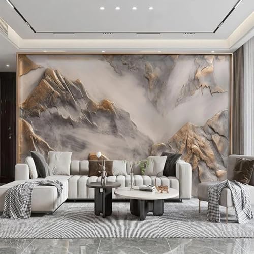 JCSMKFQ Mural 3D papel pintado sala de bronce en relieve montaña interior dormitorio arte mural decoración casera pintura autoadhesiva