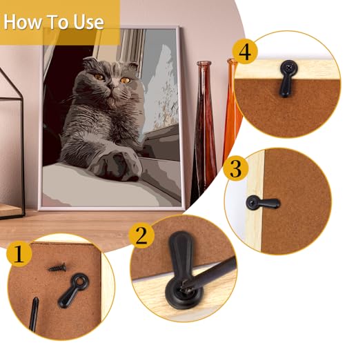 Image of OPASYO Metal Picture Frames Turn Button Fasteners,120 PCS Picture Framing Supplies with 120Pieces Screws,Picture Frame Backing Clips for Hold Photo Picture Poster Painting in Frame Picture (Black)