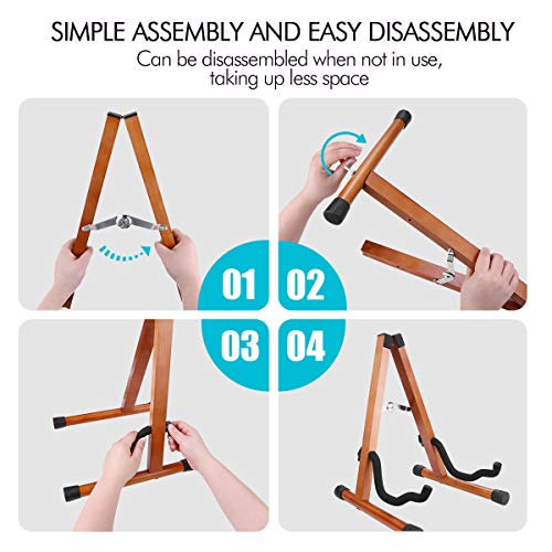summina Support pour guitare en bois massif avec support amovible pour instruments à cordes en bois de bouleau pour… - Les Beatles, Paul McCartney, John Lennon, RIngo Starr, George Harrison summina Support pour guitare en bois massif avec support amovible pour instruments à cordes en bois de bouleau pour… – Image 4