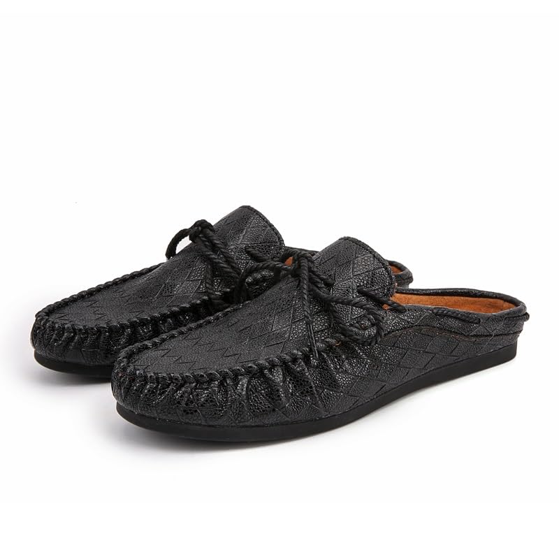 Loafers For Men Round Toe PU Leather Mule Slippers Sandals Anti-slip Lightweight Flexible Prom Party Slip-ons2