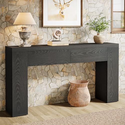 Tribesigns 63-Inch Wooden Console Table with 2 Hidden Drawers, Farmhouse